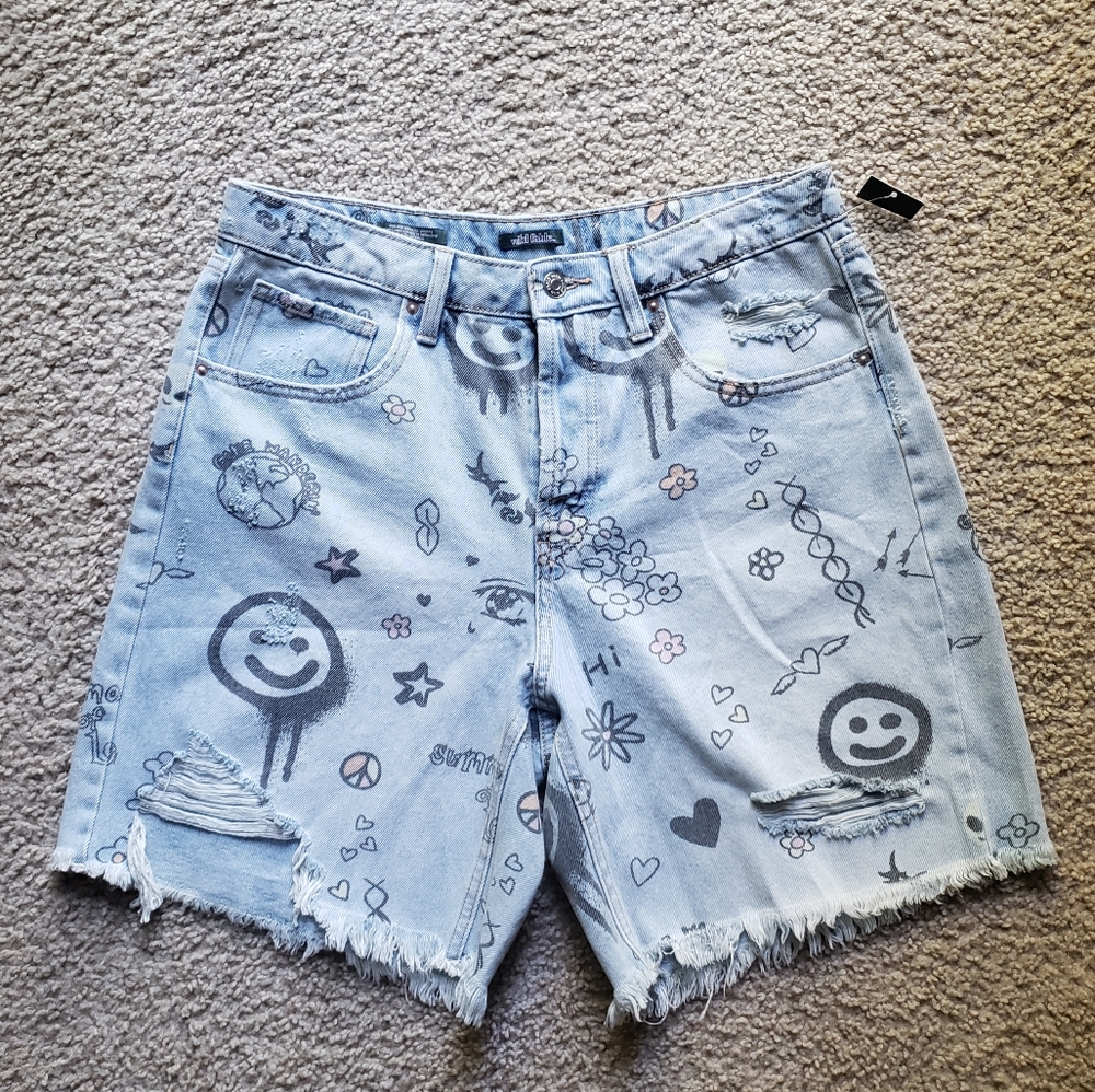 Wild Fable High Rise Wide Leg Bermuda Jean Shorts